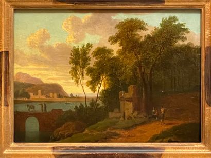 École de la fin du XVIIIe siècle.
Paysage...