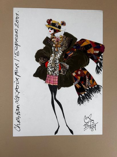 CHRISTIAN LACROIX
Dessin de silhouette, gouache...