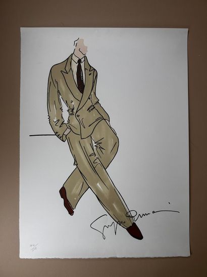 Giorgio ARMANI (1934-2025) 
Silhouette d'homme
Lithographie...