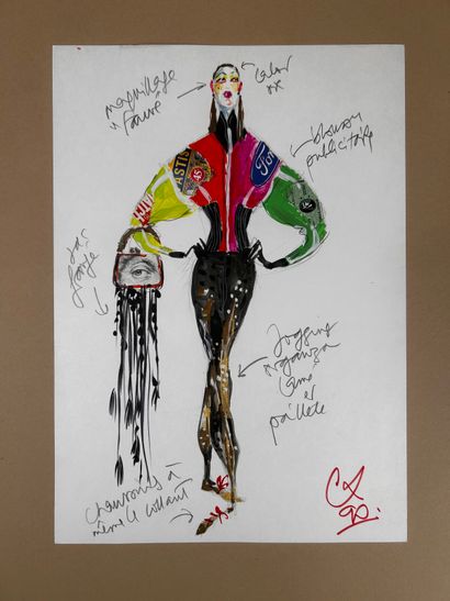 CHRISTIAN LACROIX
Dessin de silhouette, gouache...