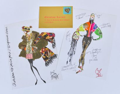 CHRISTIAN LACROIX
Dessin de silhouette, gouache...