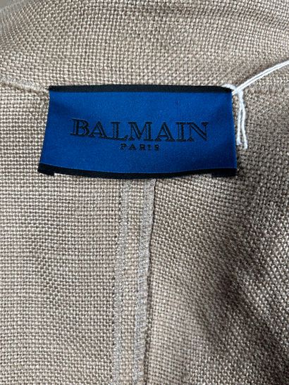 BALMAIN 
Veste en lin naturel à bord frangé,...