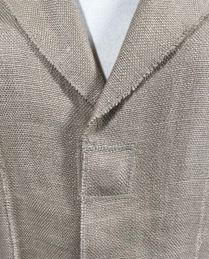 BALMAIN 
Veste en lin naturel à bord frangé,...
