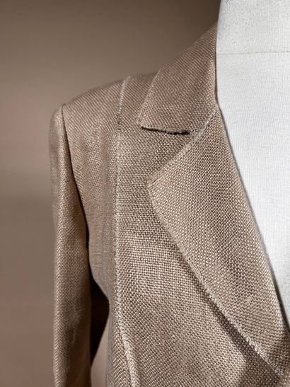BALMAIN 
Veste en lin naturel à bord frangé,...