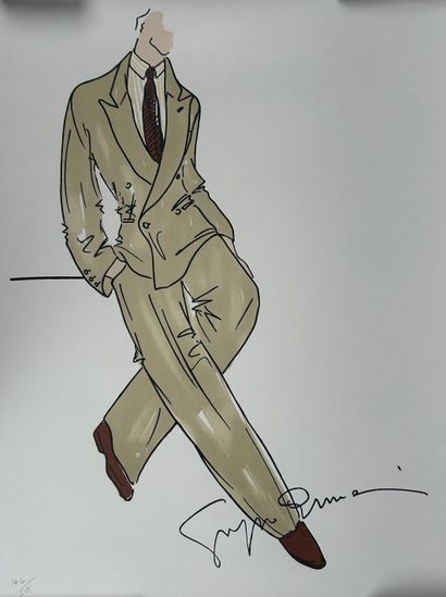 Giorgio ARMANI (1934-2025) 
Silhouette d'homme
Lithographie...