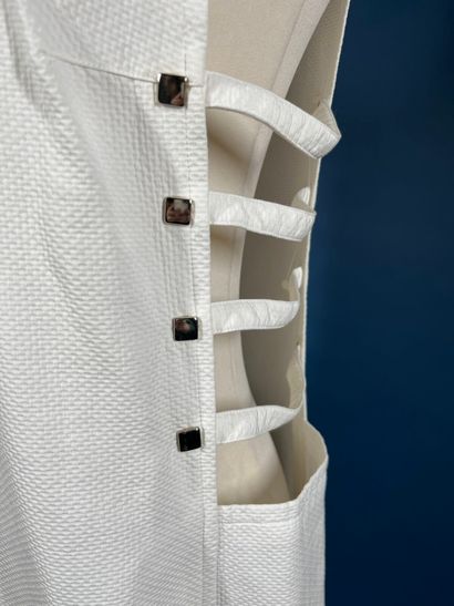 COURRÈGES 
Robe longue en piqué de coton...