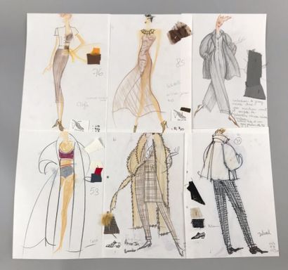 Guy PAULIN 
Ensemble de sept dessins de silhouettes...