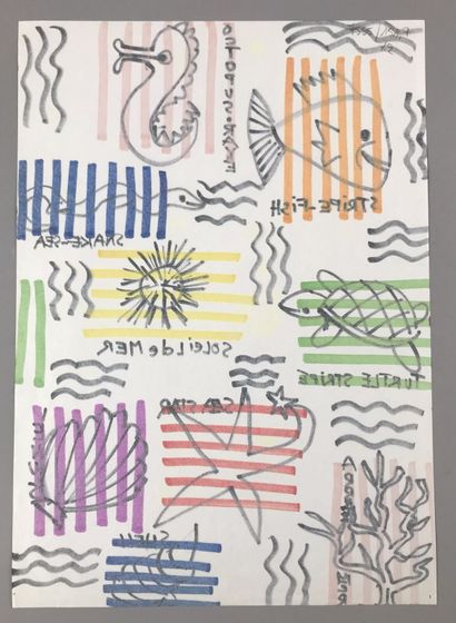 Jean-Charles de CASTELBAJAC 
Dessin aux feutres...