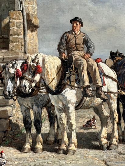 Jules-Jacques VEYRASSAT (1828-1893). 
Horses...