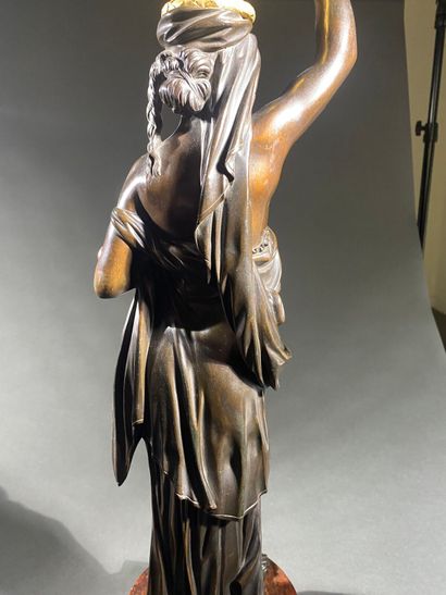 Pair of large patinated bronze and gilt bronze...