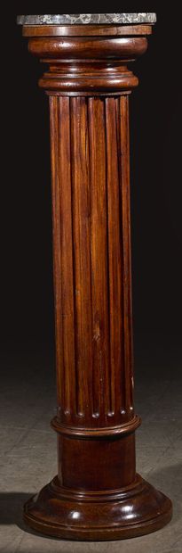 Pair of molded oak or walnut columns with...