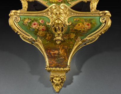 Painted wood and ormolu wall-mounted cartel,...