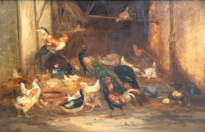 Claude GUILLEMINET (1821-1885)
Chickens,...