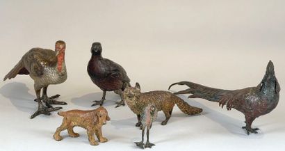 A set of six polychrome Viennese bronzes,...
