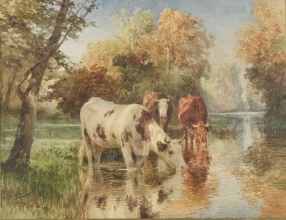 Auguste-François BONHEUR (1824-1884). 
Cows...