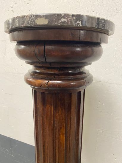 Pair of molded oak or walnut columns with...