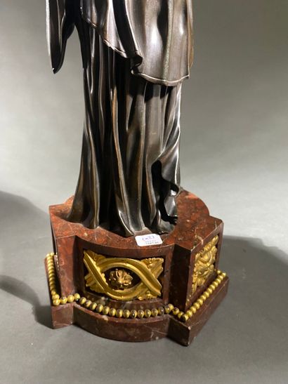 Pair of large patinated bronze and gilt bronze...