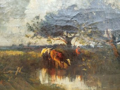 Jules-Louis DUPRÉ (1811-1889) 
Cows drinking...