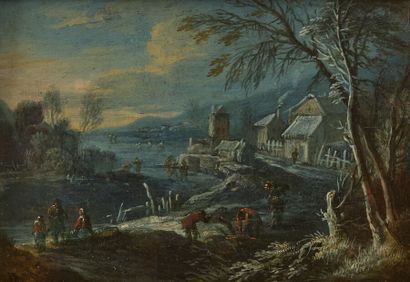 Flemish school circa 1700
Collectors of faggots,...