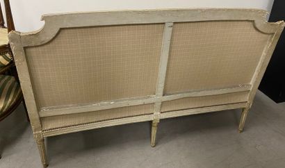 Painted and gilded beech sofa, with a flat...
