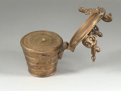 Large sixteen-mark bronze weight stack, the...
