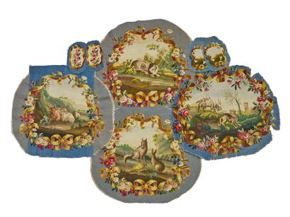 AUBUSSON, 18th century
Reunion of four tapestry...