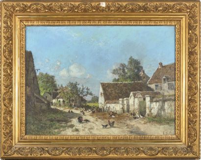 Alexandre DEFAUX (1825-1900) 
Farmyard with...