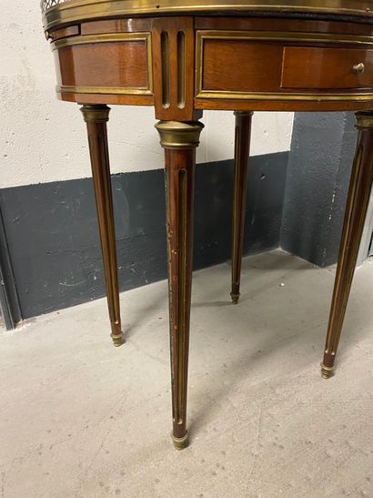 Mahogany hot-water bottle table with two...