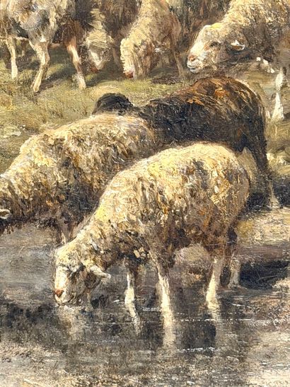 Charles JACQUE (1813-1894). 
Shepherdess...