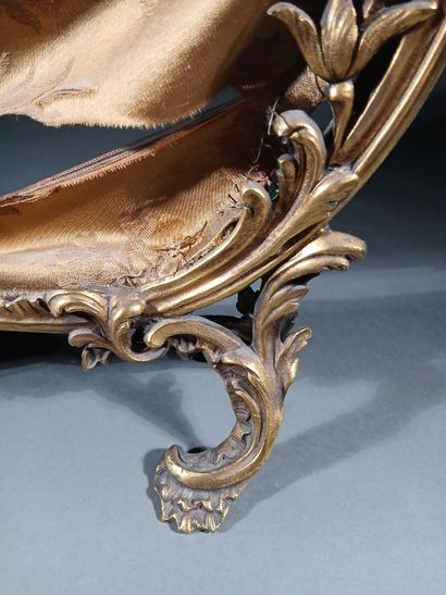 Pair of gilded bronze andirons, chiseled...
