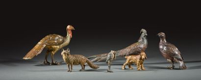 A set of six polychrome Viennese bronzes,...