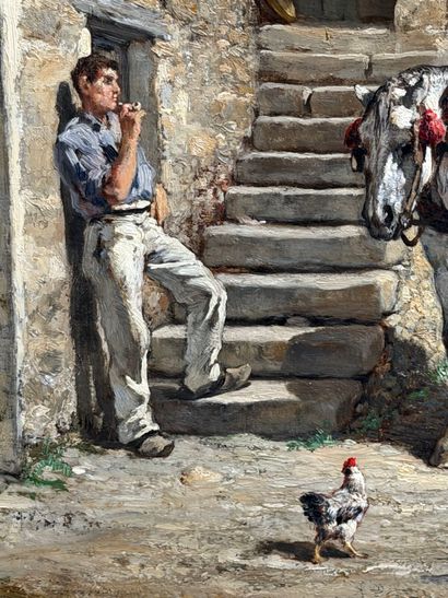 Jules-Jacques VEYRASSAT (1828-1893). 
Horses...