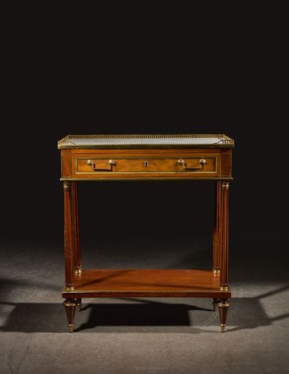 Mahogany and copper-moulded mahogany veneer...