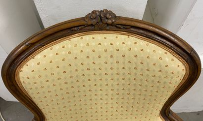 Pair of bergères in natural wood, molded...