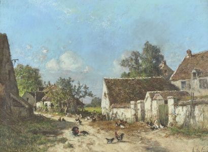 Alexandre DEFAUX (1825-1900) 
Farmyard with...