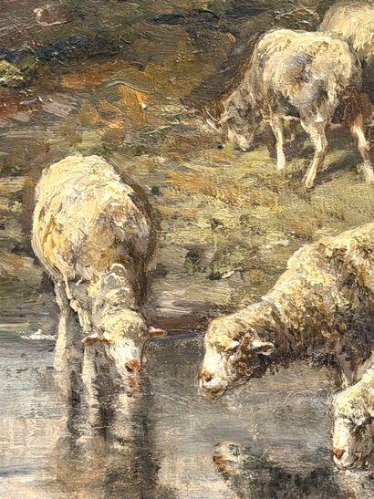 Charles JACQUE (1813-1894). 
Shepherdess...