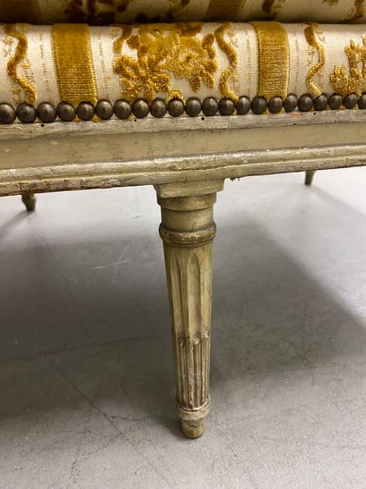Painted and gilded beech sofa, with a flat...