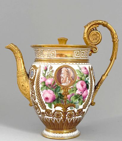 SÈVRES. 
Brachard covered porcelain teapot...