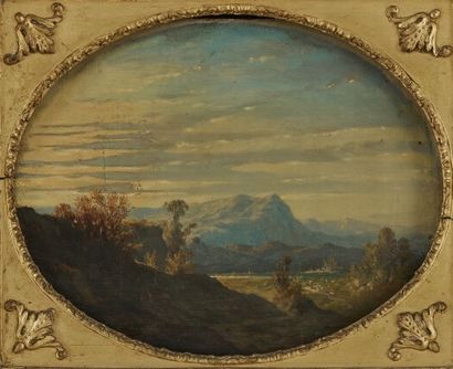 19th century school
Animated mountain landscape
Oval...