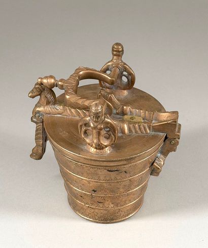Large sixteen-mark bronze weight stack, the...