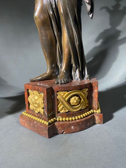 Pair of large patinated bronze and gilt bronze...