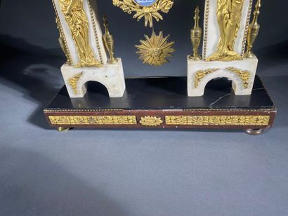 Portico clock in white and black marble with...
