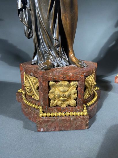 Pair of large patinated bronze and gilt bronze...