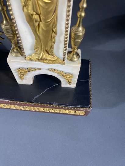 Portico clock in white and black marble with...