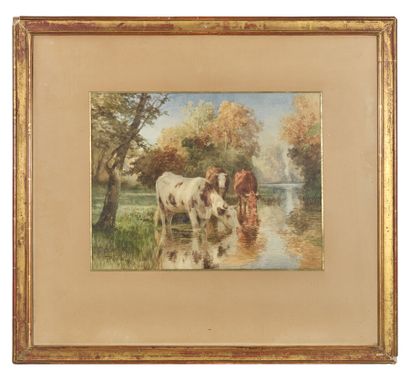 Auguste-François BONHEUR (1824-1884). 
Cows...