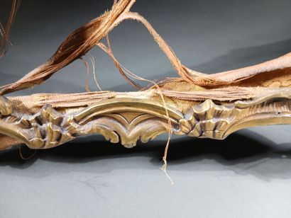 Pair of gilded bronze andirons, chiseled...
