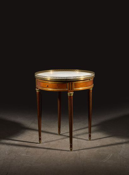 Mahogany hot-water bottle table with two...
