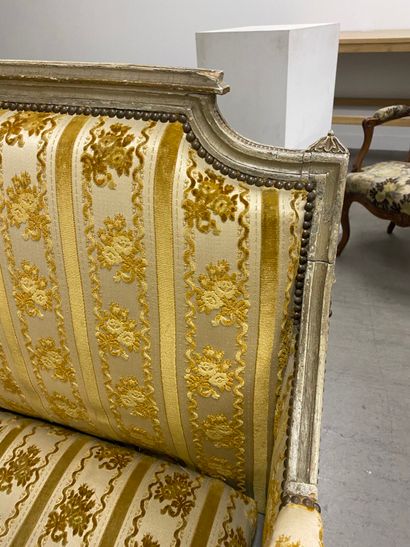 Painted and gilded beech sofa, with a flat...