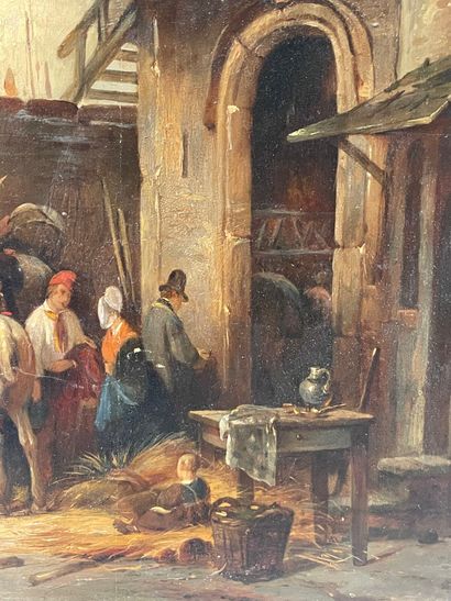 Jean-Michel RUYTEN (1813-1881). 
Market scene....