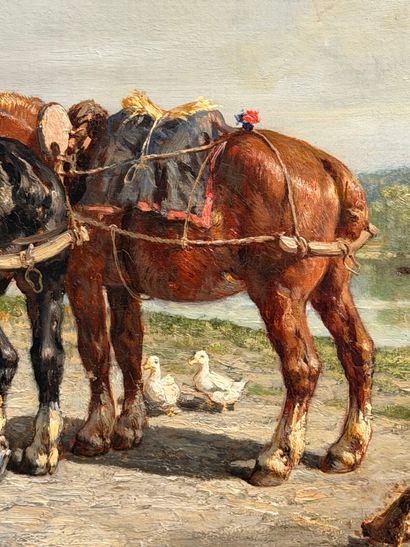 Jules-Jacques VEYRASSAT (1828-1893). 
Horses...